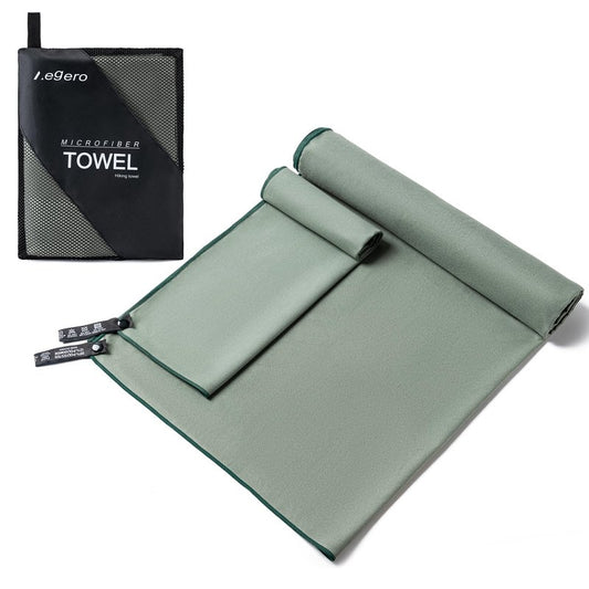 Aegero Camping Towel,2 Pack Microfiber Travel Sports Towel,Quick Dry-Super Absorbent-Ultra Compact-Ultra Soft-Lightweight.Suitable for Gym,Yoga,Trip,Beach,Shower,Backpacking,Pool(Army Green)