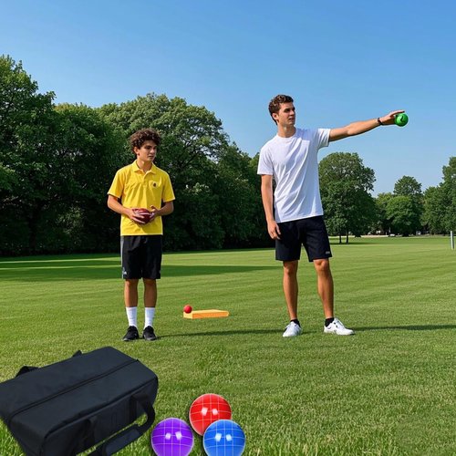 Upgraded Bocce Ball Carry Bag with 8 Compartments 17 * 9inch Heavy Duty Bocce Set Carry Bag Waterproof Oxford Cloth Portable Bocce Storage Organizer Case for Lawn Beach Yard Outdoor Game Set(Bag Only)
