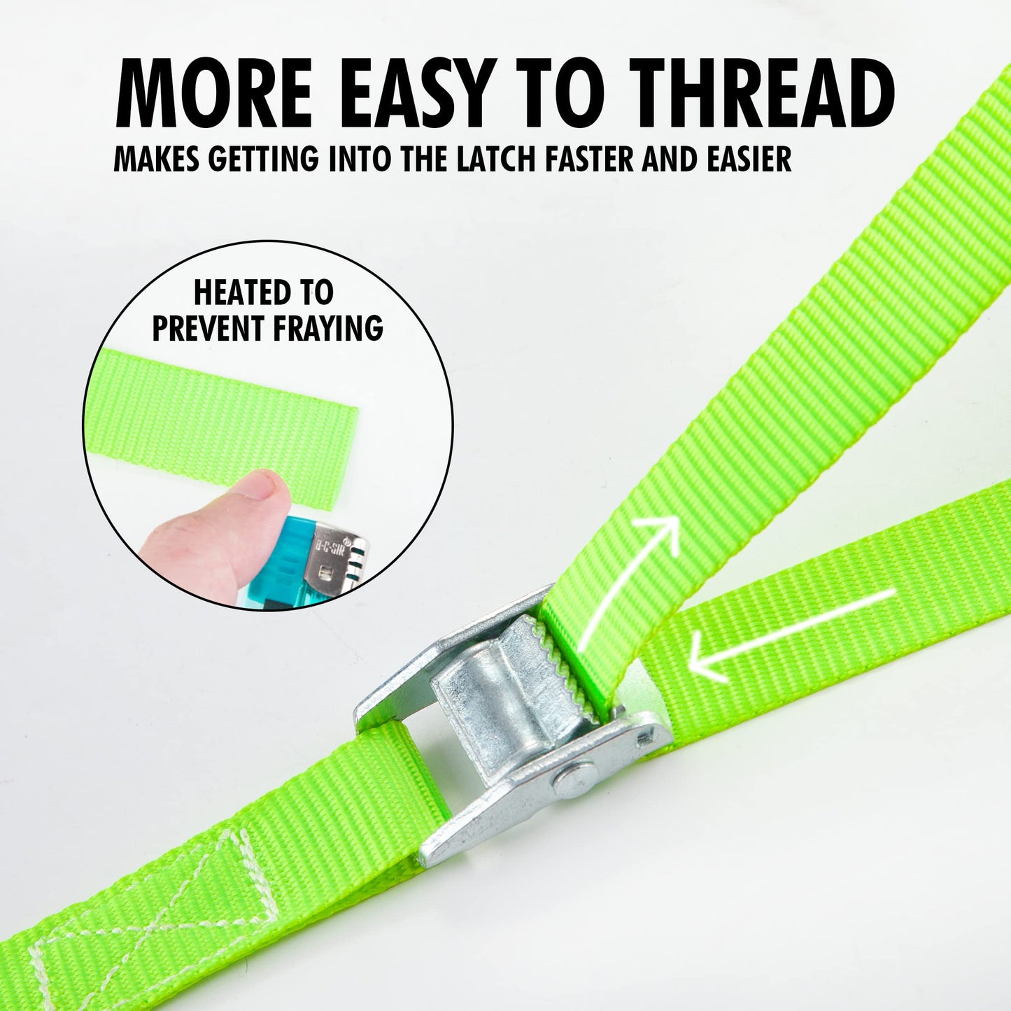 Cartman 1" x 12 ft Lashing Straps, 6 Pack, 600 lb Break Strength, Green