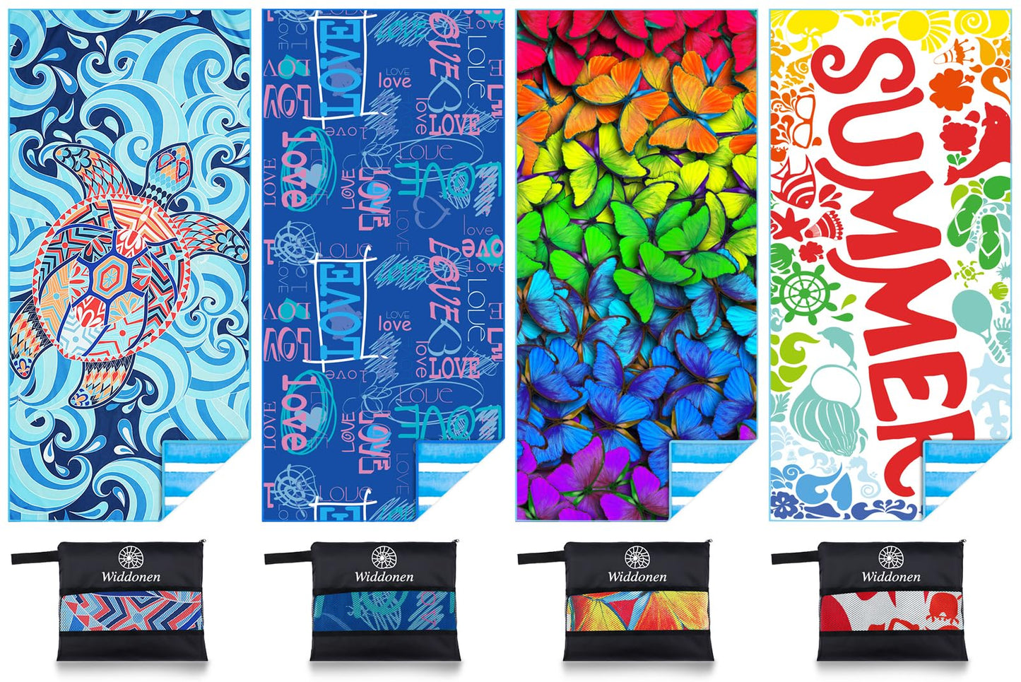 Widdonen Microfiber Lightweight Beach Towel Sand Free Quick Dry Absorbent Thin Compact Towels for Swimming Pool Camping Beach Accessories Large Easy Pack Travel Things for Vacation Essentials Gift