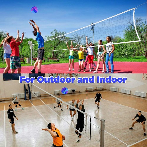 ELKCIP Volleyballs Official Size 5, Soft Bulk Recreational Volley Balls with Pump and Net Bag for Indoor Outdoor Beach Pool Water Sand Game Training Match Gift for Beginner Women, Purple Blue