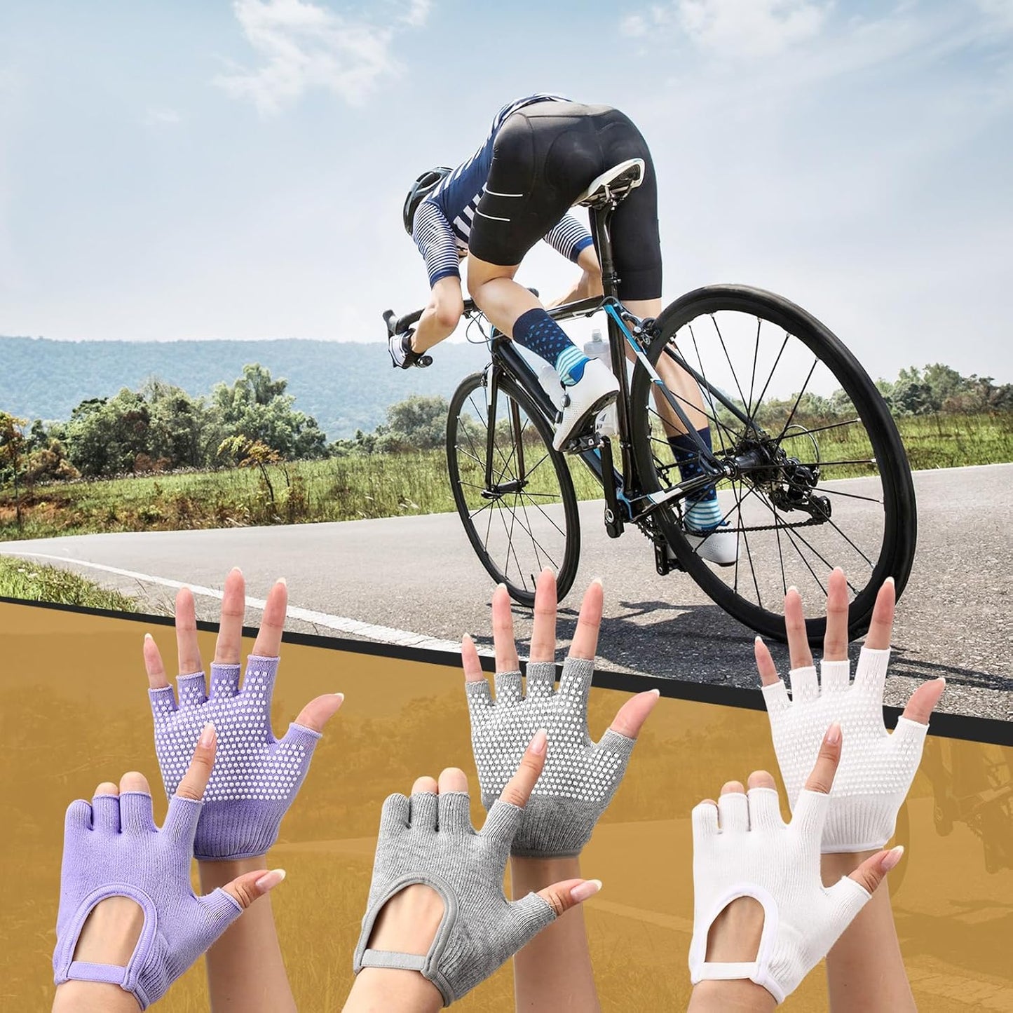 3 Pairs Silicone Yoga Gloves for Women Non Slip Fingerless Pilates Gloves for Gym Exercise Workout Weight Training Mitten One Size Fits Most Women Men