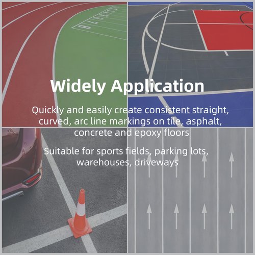 Court Line Tape Applicator Machine, Parking Lot Striping Machine, Basketball Court Line Marking Kit with 4 Rolls of Tape for Driveway Pickleball Court Road Warning, 1.6??11??Spacing