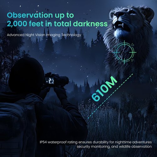Night Vision Goggles, 4K Night Vision Binoculars for Adults, 3'' HD Screen & 8X Digital Zoom External Flashlight, 2000FT Viewing Range for Outdoor Camping