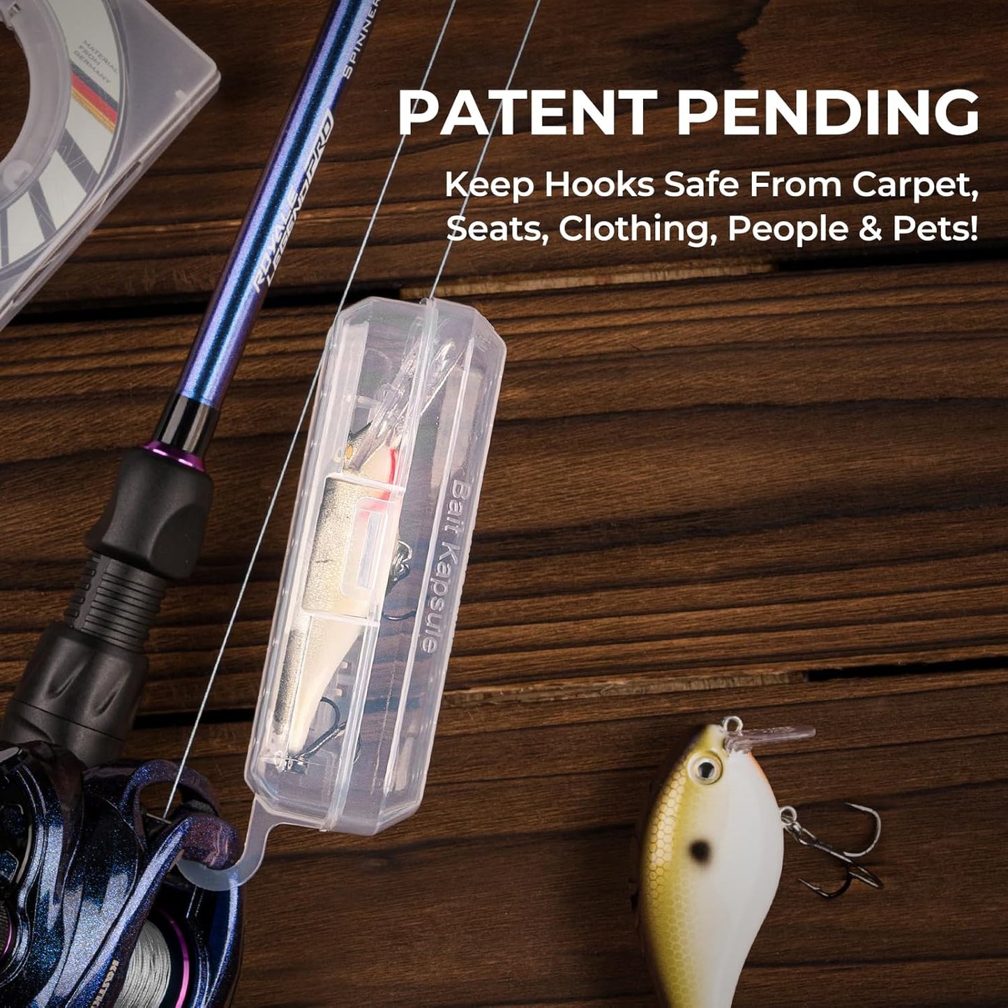 KastKing Bait Kapsule – Lure Cover with Vent Holes, Protects Hooks, Multiple Sizes (S, M, L, Jumbo,Drop Shot) - Multiple Attachments for Freshwater & Saltwater Fishing Gear. Patent Pending.