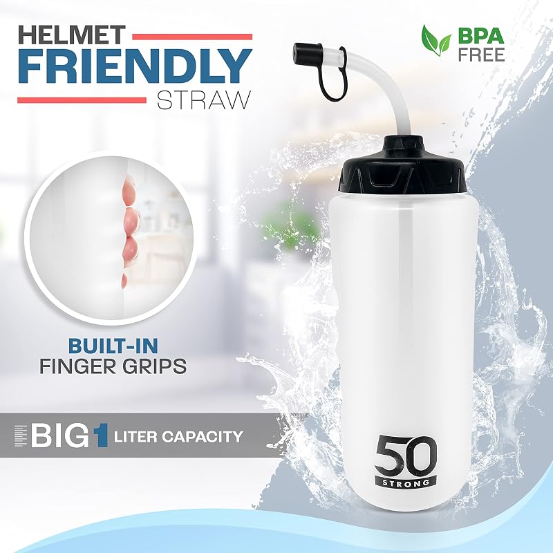 1 L Hockey & Lacrosse Water Bottle with Straw - 50 Strong Variation of THIS listing