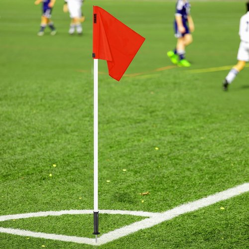 Soccer Corner Flags with Bag, 4-Piece Set for Soccer Field, 5ft ABS Flagpoles for Agility Training (White)