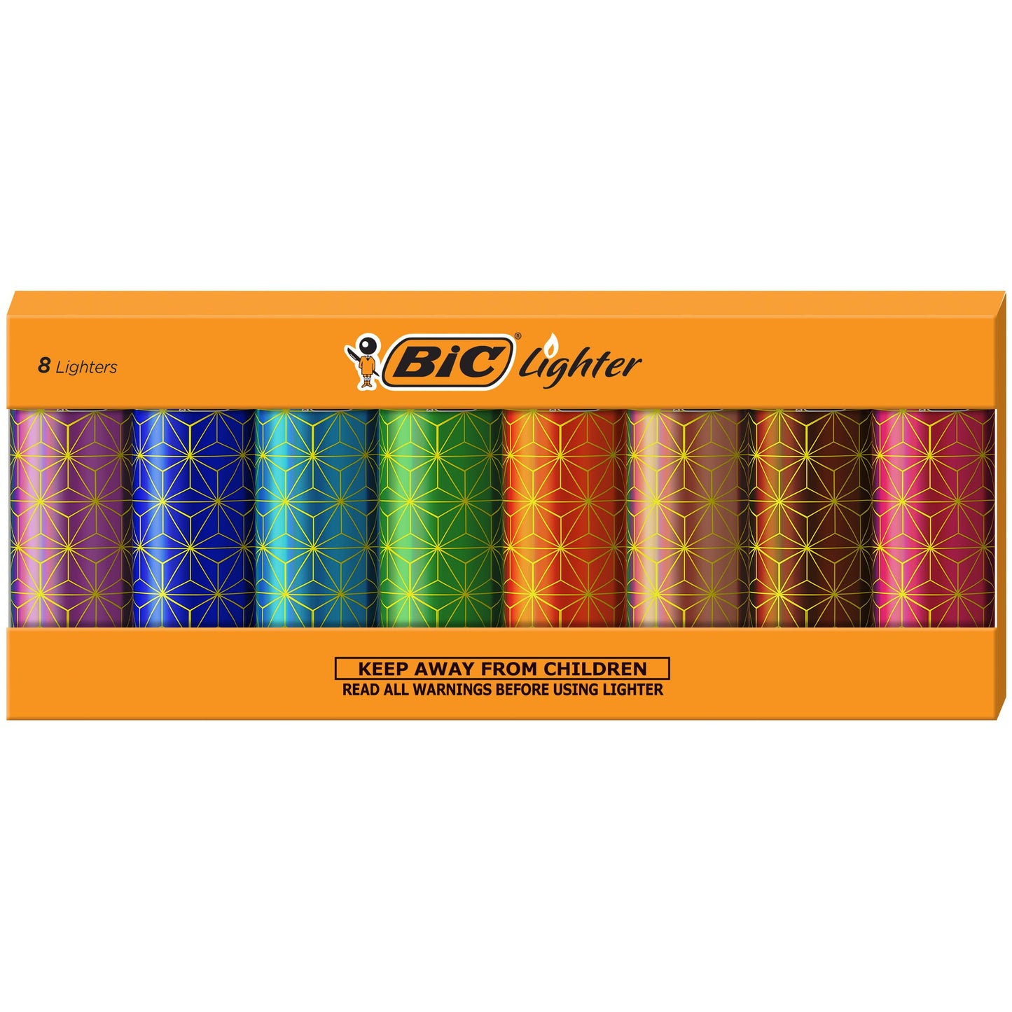 BIC Maxi Pocket Lighter, Special Edition Metallic Series, 8 Count Pack of Lighters