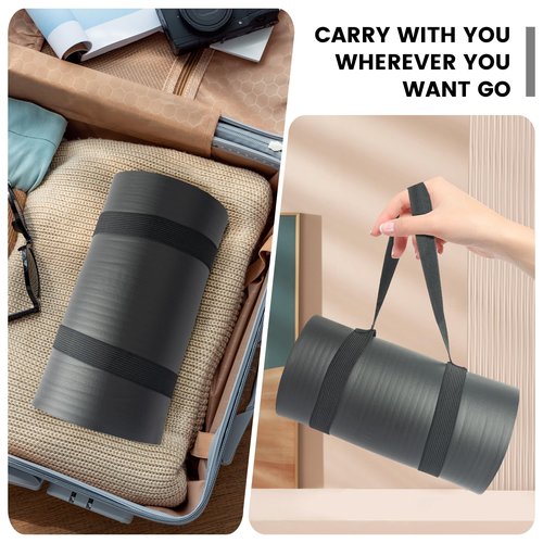 Yoga Knee Pad Cushion 0.8inch (20mm) Thick Yoga Mat with Carrier Strap, Mats for Pain Free Knees and Elbows, Workout Mats for Home Gym, Yoga, Pilates, Planks, Ab Rollers, Black