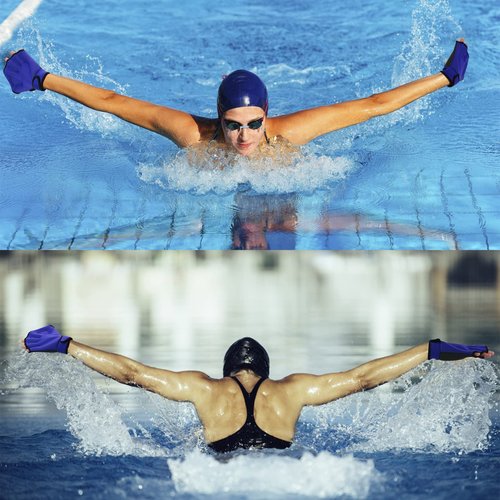 UNAOIWN Water Dumbbell Set for Aquatic Aerobics Exercise, Training Aid for Aquatic Fitness, Swim Gloves Version-Blue