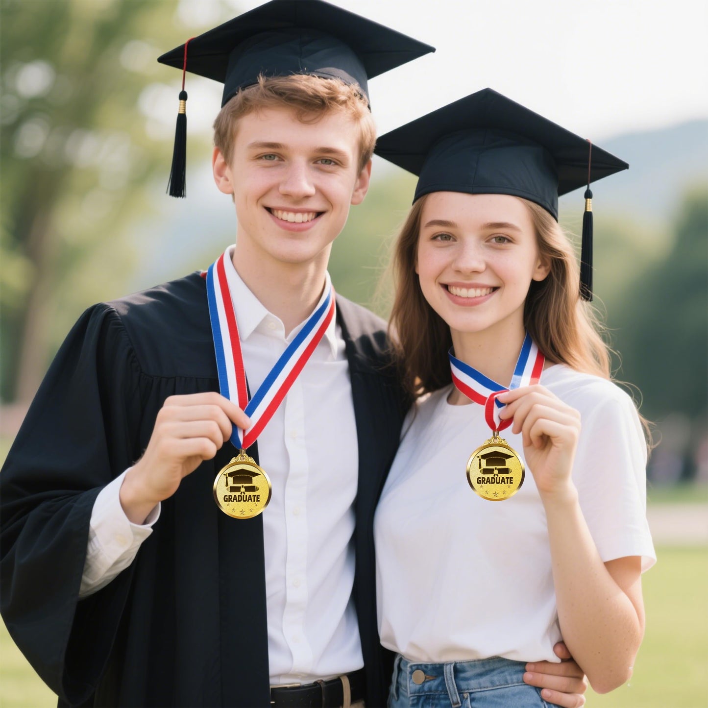 LZHZH 30 Pcs Graduation Medallion 2", Graduation Award Medal with Neck Ribbon, Graduation Medals for Students Graduation Party Favors Supplies