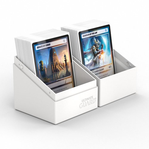 Ultimate Guard Boulder Solid 100+, Deck Case for 100 Double-Sleeved TCG Cards, White, Secure & Durable Storage for Trading Card Games, No Transparency