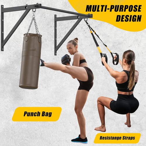 Jusgym Wall Mounted Pull Up Bar, Adjustable Depth 51" Chin Up Bar, Strength Training Pull-Up Bars 500LBS Weight Capacity, Home or Garage Gym Chin Up Workout Training Station