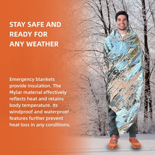 Phafaloop 6 Pack Emergency Thermal Blanket Survival, 84” x 64” Extra Large Mylar Blankets for Outdoor, Space Blanket, Silver Foil for Survival, Survival Kit Camping Blankets, Body Warmer, Hiking