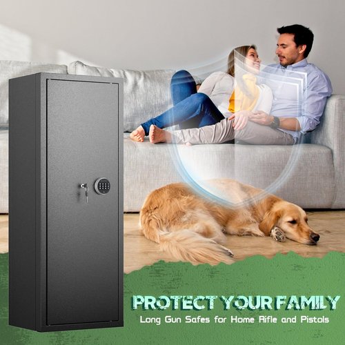 Oakcloud Fireproof Gun Safe for Rifles and Pistols; 10 Rifle Safe with 4 Pistol Pouches and Top Shelf; Gun Locker Cabinet with Password Access (Standard Edition)
