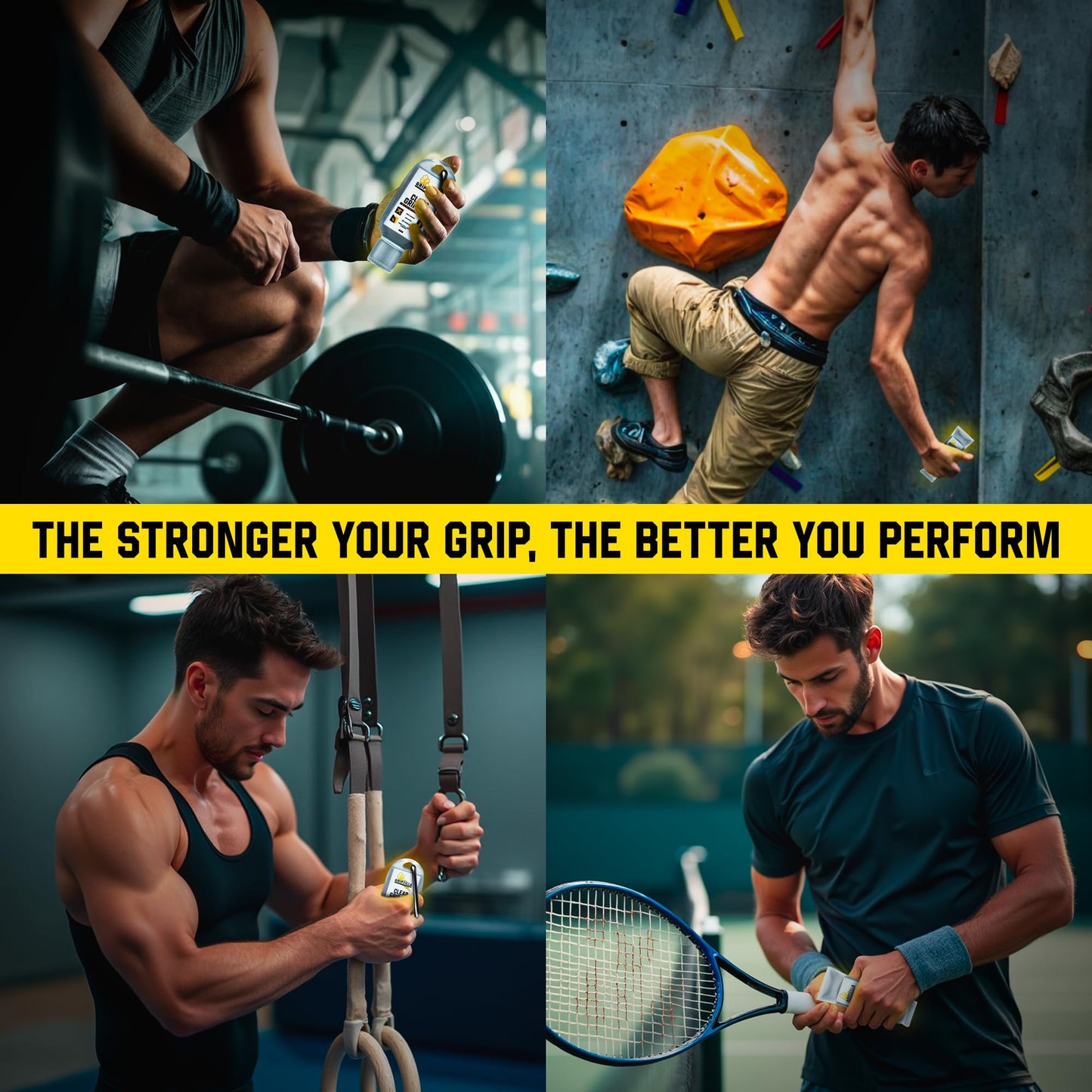 GRIPZILLA Liquid Chalk Kit Gym Chalk for Weight Lifting, Rock Climbing, Pole Grip, Bouldering, Powerlifting, Ball, Gymnastics, Sports, and Workout - Package May Vary (Clear Liquid Gel (50+50+100ml))