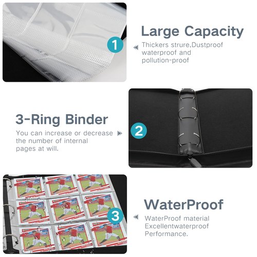 Trading Card Binder with Sleeves 9 Pocket Premium 720 Double Sided Pocket PU Card Collection Binder, Collectible Albums Card Folder for MTG, TCG, Sports Cards
