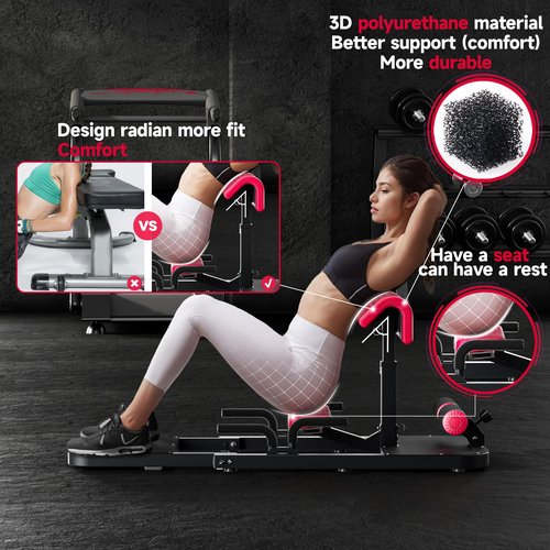 Hip Thrust Machine with High Resistance and Protectors Pad - 3D High Density Polyurethane Cushion - Premium Squat for at Home Gym-Comes with Handles to Exercise Your Arms GlutesWorkout（Black）