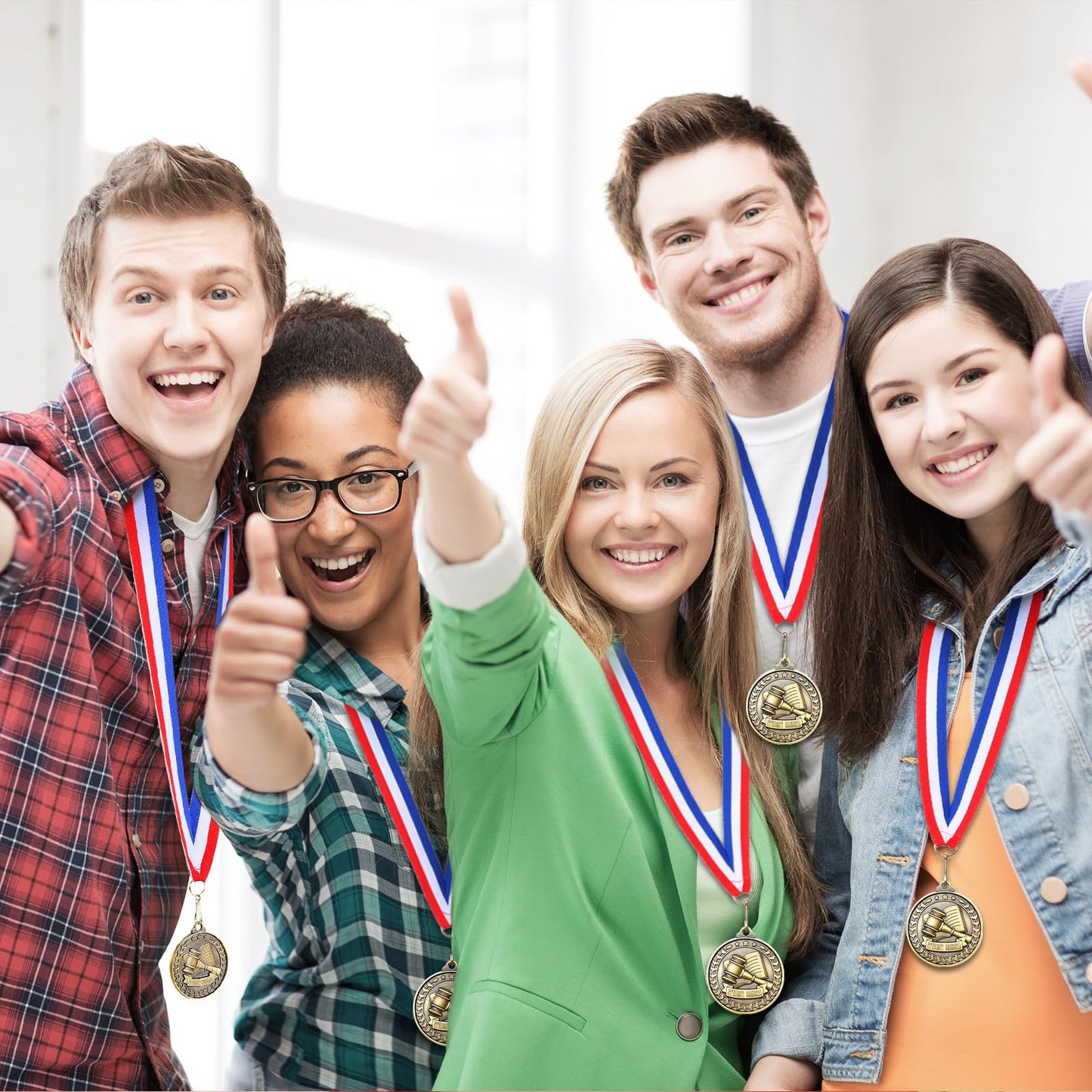 Quelay 30 Pcs 30 Pcs 2'' Award Medals Bulk Gold Winner Medals with Neck Ribbons Metal Trophy Award Prize Gift for Tournaments, Competitions, Party, Kids and Adults (Student Council)