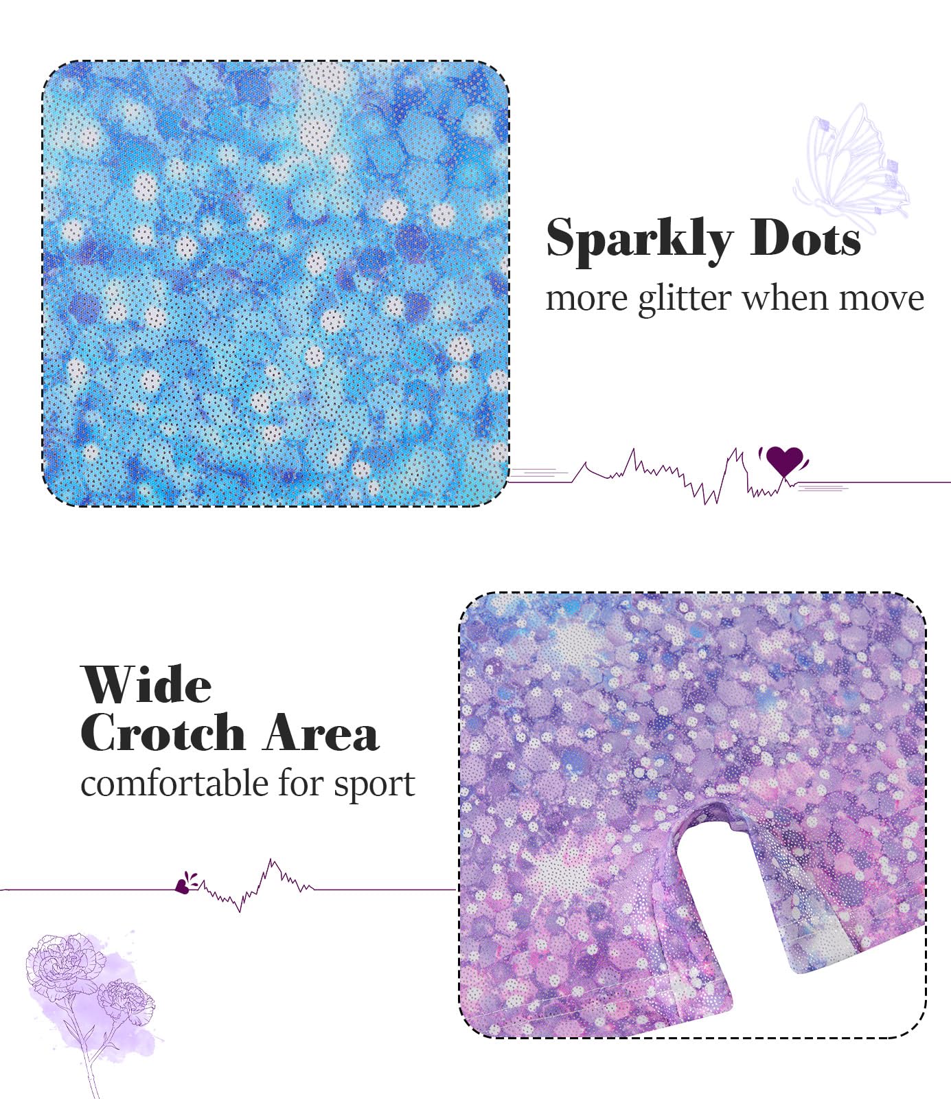 Vogseek Gymnastics Leotards for Girls 9 10 Years Shiny Blue Purple Athletic Outfits with Hair Scrunchie Kids Cute Tank Sleeve Activewear Ballet Dance Unktards,Blue Purple