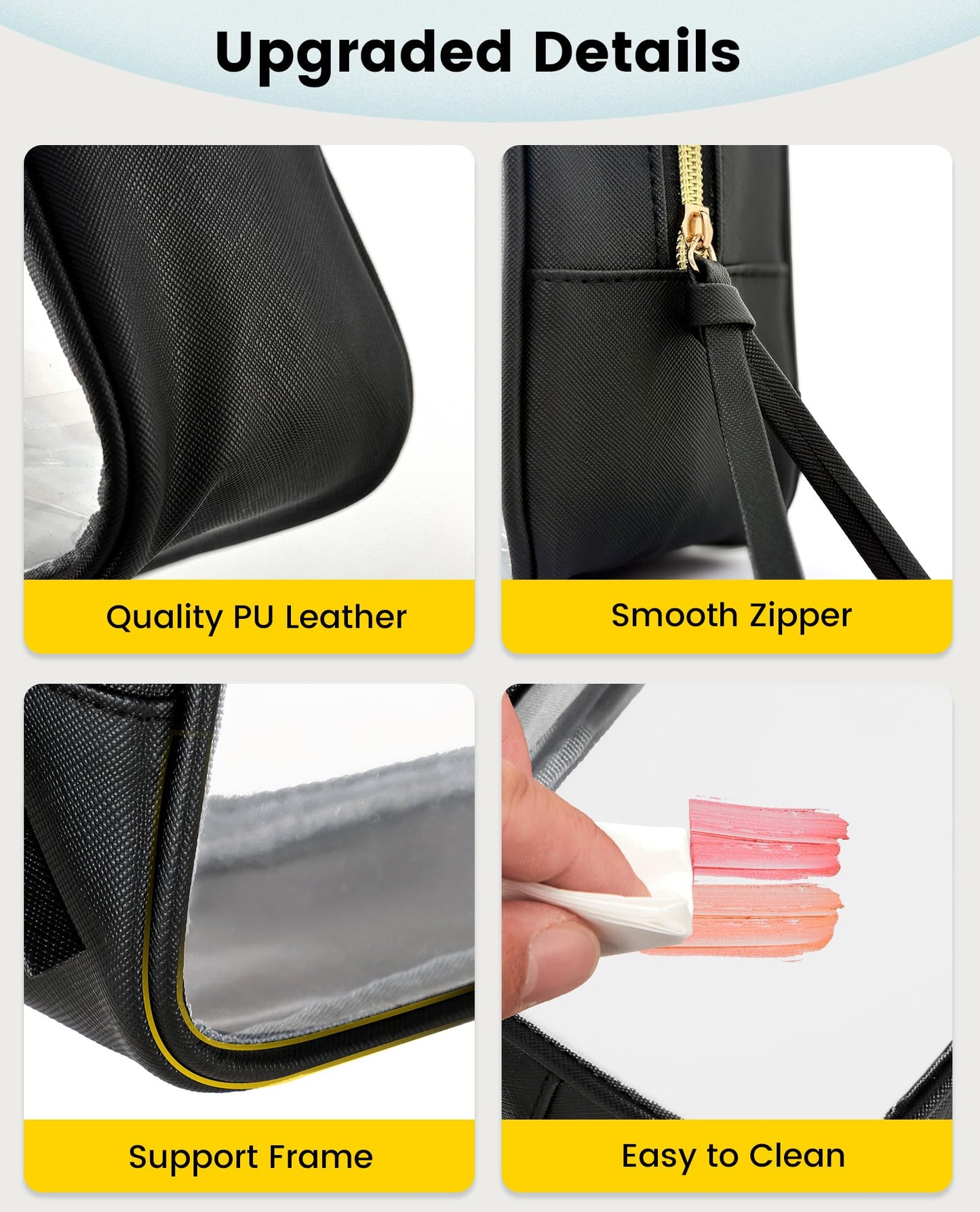Vorspack Travel Makeup Bag - 3 Pack Travel Toiletry Bag for Women Clear Cosmetic Bag Makeup Organizer Zipper Pouch for Travel Essentials Storage - Black