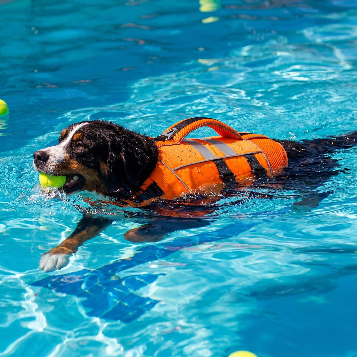 Kuoser Dog Life Jacket Large, High Flotation Puppy Safety Vest for Swimming Boating, Reflective Water Vest Pet Life Preserver with Rescue Handle, Orange L