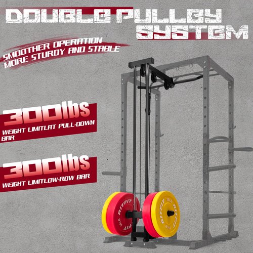 RitFit All-in-One Squat Rack for Home Gym, PPC02C Multi-Function 1000 LBS Capacity Power Cage with LAT Pulldown, Pulley System, Dip Bar, Landmine & More Power Rack Attachments (Black Only Cage)