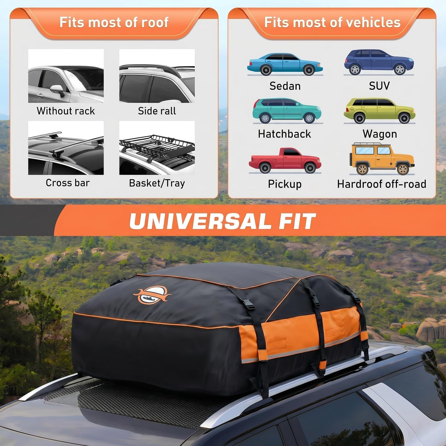 Sailnovo Rooftop Cargo Carrier, 20 Cubic Feet Soft-Shell Cargo Carrier for Top of Vehicle with/Without Roof Rack, Waterproof Car Roof Cargo Carrier with Anti-Slip Mat, Reinforced Straps, Door Hooks