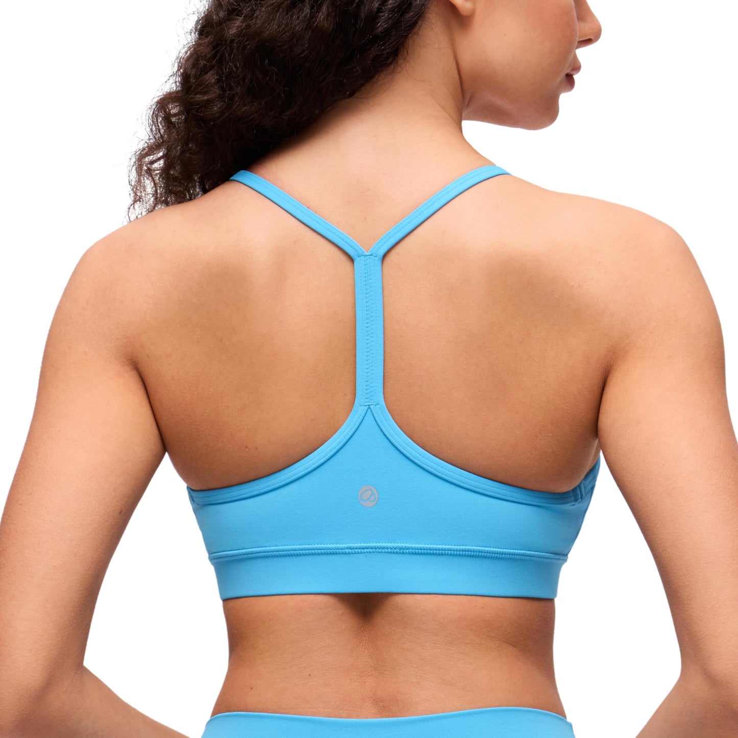 CRZ YOGA Butterluxe Y Back Sports Bras for Women - Padded Racerback Low Impact Spaghetti Thin Strap Workout Yoga Top Kayak Blue X-Large