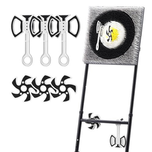 A11N SPORTS Axe Throwing Game with Steel Frame and Bristle Target, Safe Indoor Outdoor Target Game Set, Adjustable Height Yard Game with Axes & Stars for Backyard, Lawn, or Party Play (White/Yellow)