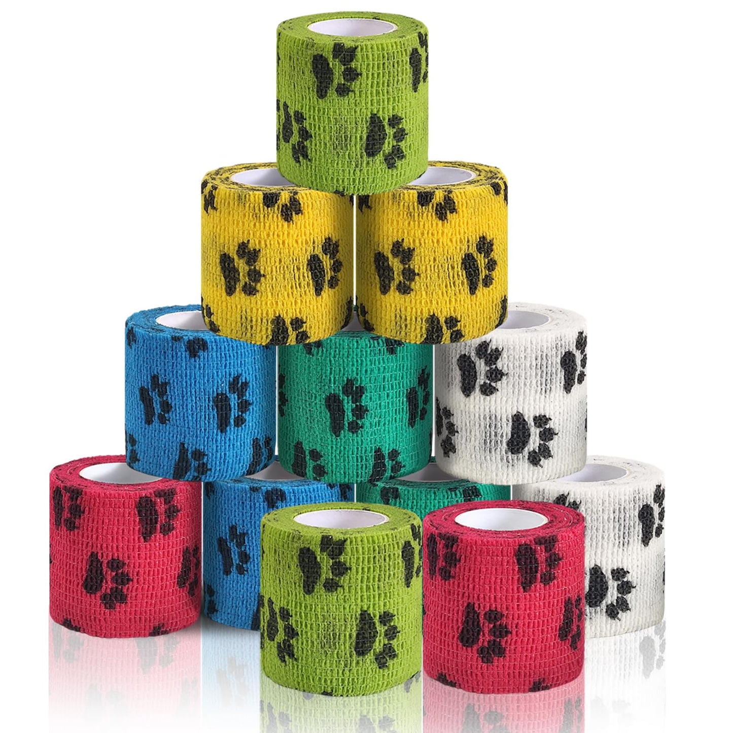 Vet Wrap for Dogs,Bandage Wrap,12Pcs 2 Inches X 5 Yards Pet PreWrap Cohesive Bandages Bulk Self Adhesive Dog Paw Protector for Horse, Cat, Bird, Pet Animal