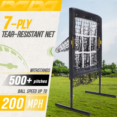 PodiuMax Baseball Pitching Net, 9 Hole Pitching Net with Strike Zone, 5 Adjustable Heights Baseball Throwing Net for All Ages, Heavey Duty Solo Trainer with Carry Bag for Backyard Practice