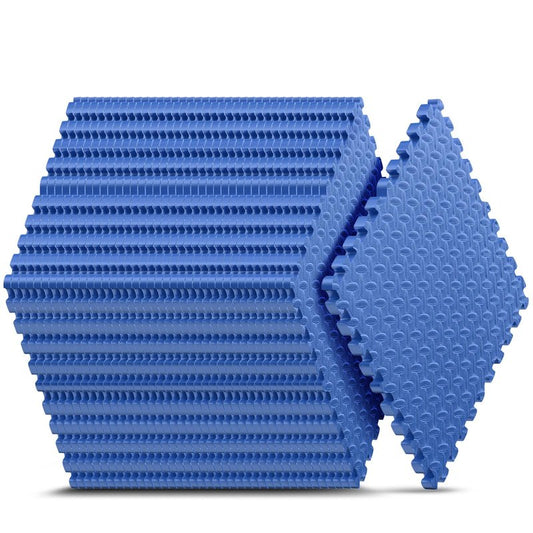 32 Pack Home Gym Mat, Puzzle Exercise Mat,EVA Interlocking Foam Floor Tiles for Home Workout Equipment and Kids' Play Areas - Blue, 24 in x 24 in x ½ in - 32 Tiles (Blue, 32 Pack 128 sq ft)