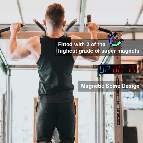 Jhering Gym Timer, Portable, Interval Timer with Rechargeable Battery and Built-in Magnet, LED Digital Anti Vertigo Display, Upgraded Workout Clock for Home Gym Garage Fitness(1.5" Black)