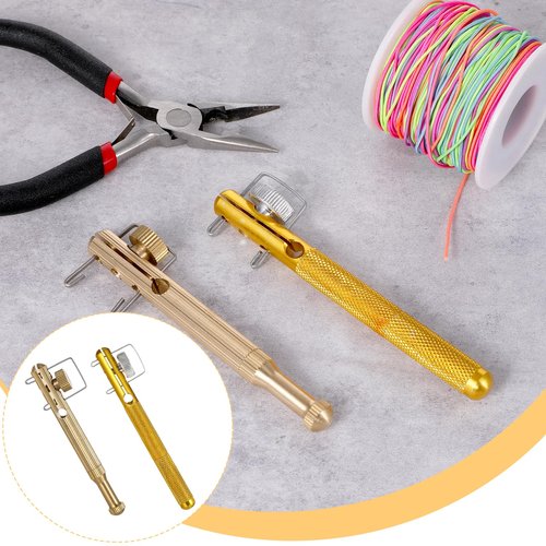 QfwdfcTrenz 2Pcs Fishing Line Knot Tying Tool Metal Fishing Hook Tie Device Manual Portable Fast Fishing Supplies Tyers, Nail Knot Tyer Practical Angler Accessories for Hooks Lures Lines,Golden
