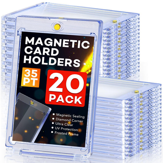 20 PCS Magnetic Card Holder, 35pt One Touch Card Holder for Baseball Cards,U-V Protection Hard Plastic Magnetic Card Case,Cards Holder for Sports Cards, Trading Card Display, Game Card Protector