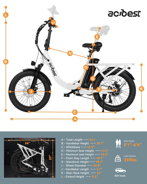 ACTBEST Electric Bike for Adults, Mars 20'' Fat Tire Folding Ebike with Peak 1200W Motor, 7 Speed 28MPH, 48V 499Wh Removable Battery Max Range 55 Miles, Foldable Electric Bicycle, White