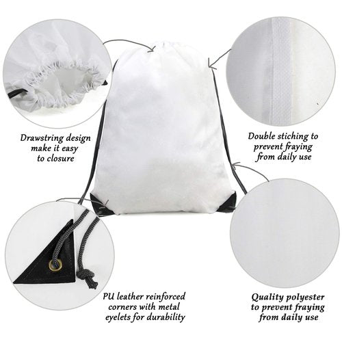 BeeGreen Drawstring Bags Backpacks Bulk, 20 Pieces White Gym Cinch Bags, String Backpack for Sports Sack, Personlized Sackpacks DIY Heat Vinyl