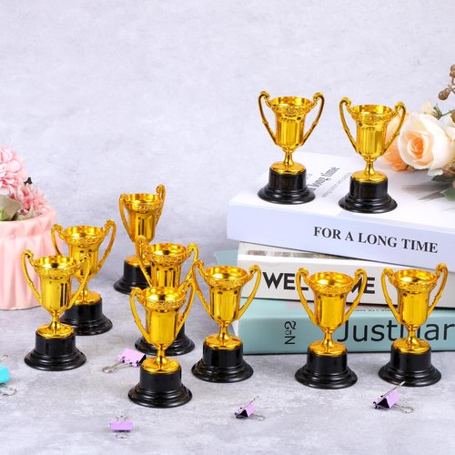 wutfuooo 40 Pack Mini Trophies Bulk Small Tiny Plastic Trophies 3.4 Inch Little Gold Award Cup Rewards Sport Tournament Winning Prize for Football Soccer Baseball Party Favor Prop