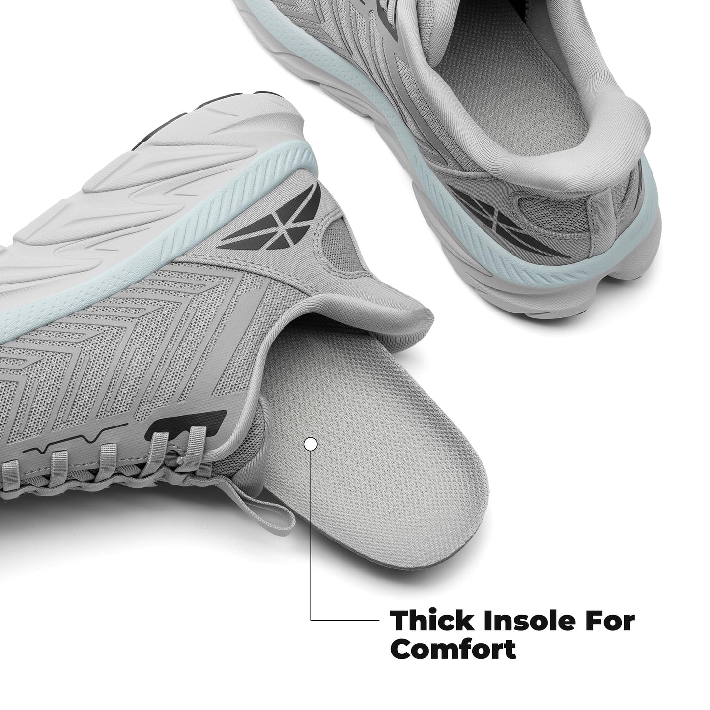ALLSWIFIT Women's Slip On Walking Shoes Running Comfortable Tennis Breathable Non Slip Athletic Gym Workout Cross Training Fashion Sneakers,Size 9,Grey,SARR034W