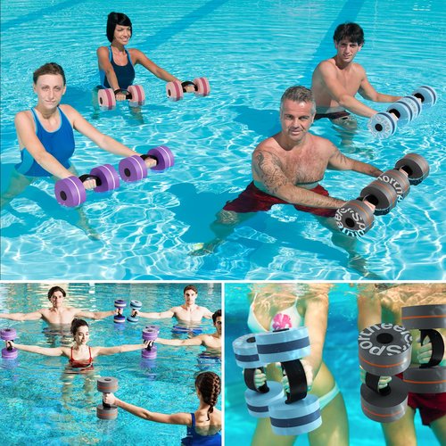 Sportneer Water Weights Aquatic Exercise Dumbbells Water Dumbbell Aerobics Workouts Set of 2 EVA Foam Pool Weights Dumbbells Set Aqua Fitness Barbells Equipment for Water Aerobics Weight Loss
