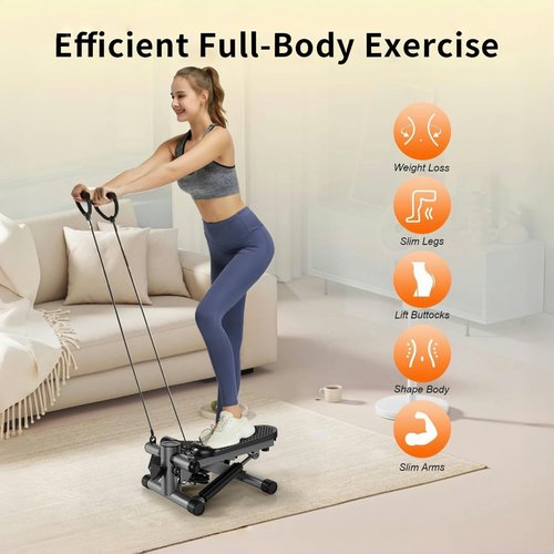 Maicifi Steppers for Exercise at Home, Stair Stepper with Resistance Bands, Under Desk Elliptical 300 lbs Weight Capacity, Ellipse Leg Exerciser with LCD Monitor