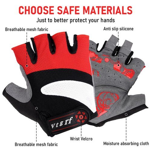 vtgrf Men’s Cycling and MTB Gloves, with Fingerless Style. Women’s Workout Gloves Too.