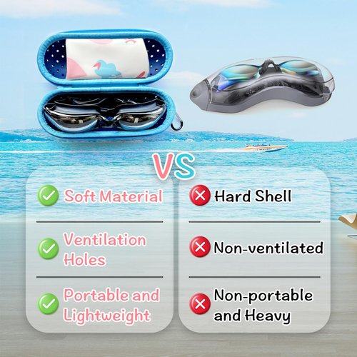 KLASHE Swim Goggle Case, Protective EVA Case with Drainage Holes, Shockproof & Compact Storage Case for Swimming Goggles（Orange）