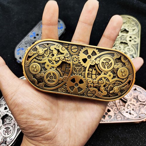 Wheel of Time DND Spinner Dice, 7-in-1 Metal Dice Set with Gift Case for Dungeons and Dragons Gamer, Polyhedral Roleplay Game Dice, Fantasy D&D Tabletop RPG Accessories Gift (Ancient Gold)
