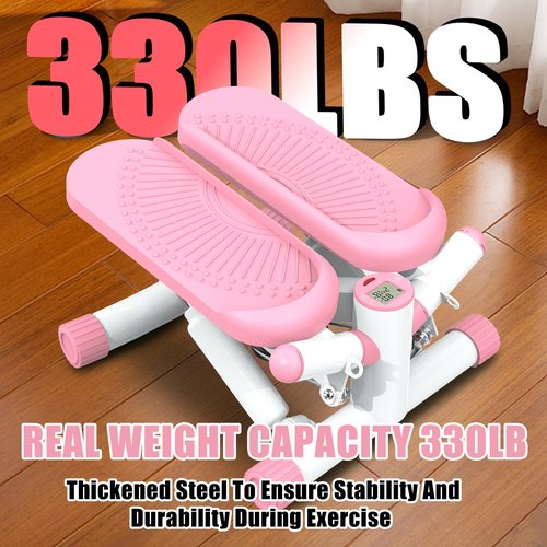 Twist Steppers for Exercise with Resistance Bands 330lbs Portable Exercise Equipment for Full Body Workout (Pink)
