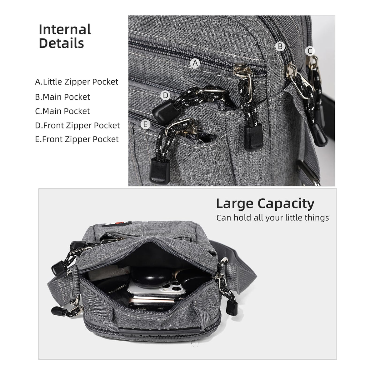 KL928 Men's Messenger Bag - Crossbody Shoulder Bags Travel Bag Man Purse Casual Sling Pack for Work Business(Small Version,Grey)