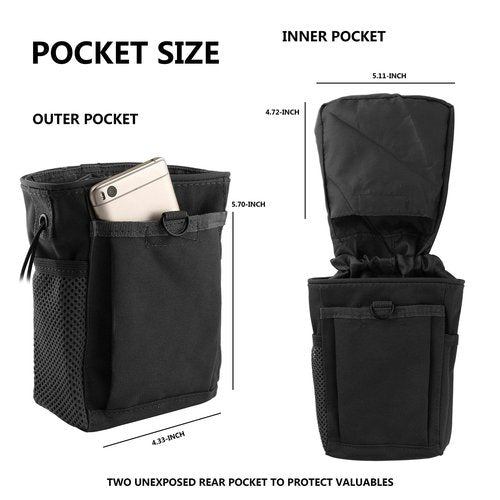 Drawstring Highend Rock Climbing Chalk Bag Carabiner Diferent Pockets for Climbing Bouldering, Gymnastics, Gym Pouch, Cross Fit and Lifting to Securely Hold Phones and Valuables (Black)