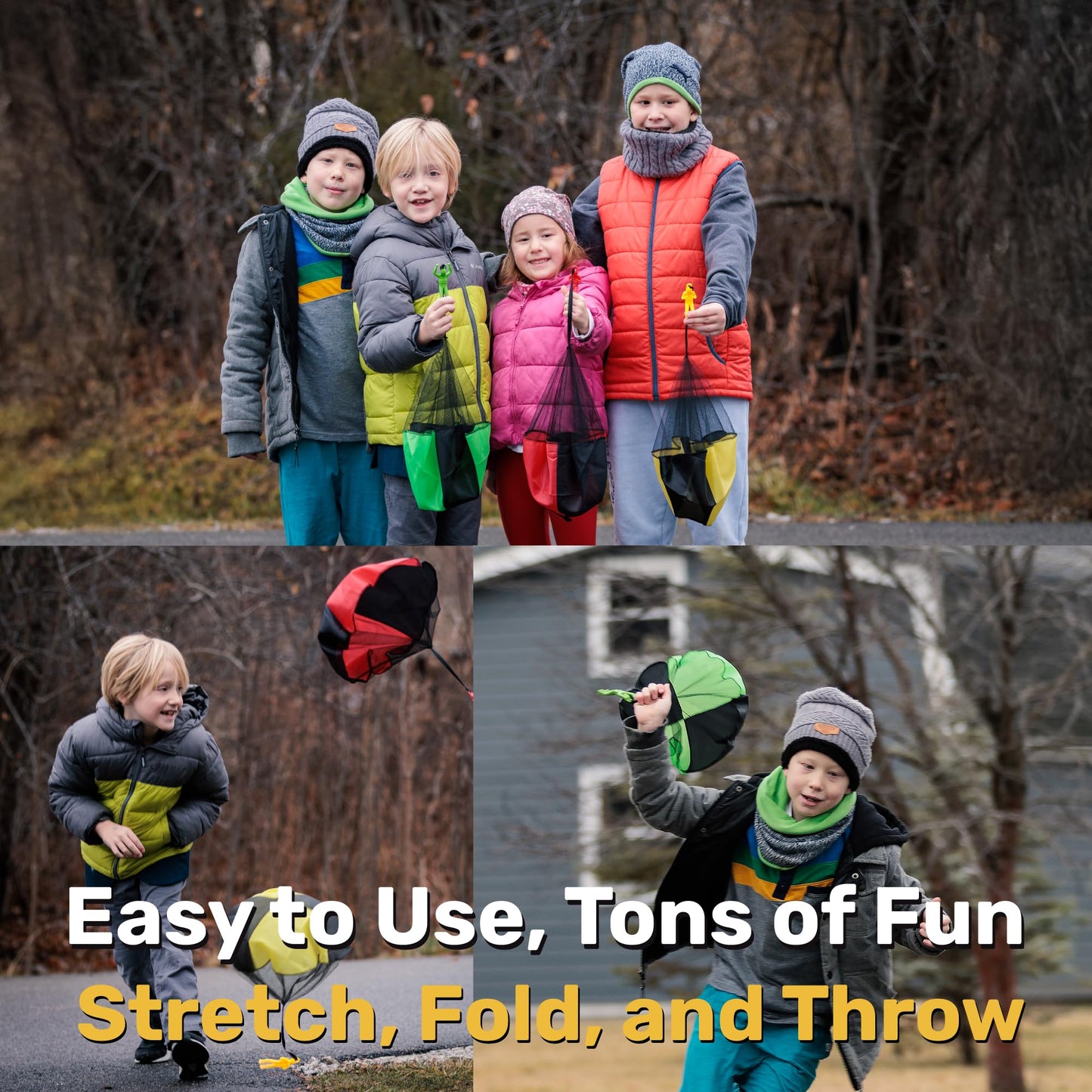 NUTTY TOYS Parachute Toys for Kids - Tangle Free Outdoor Flying Parachute Men, Top Indoor & Outside, 3 4 5 6 7 8 9 10 11 12 Year Old, Best Christmas Stocking Stuffers Idea 2026 Unique Boy & Girl Gifts