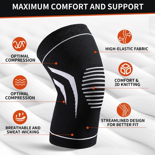 Knee Braces for Pain Relief, 2 Pack Thin Compression Sleeves for Meniscus Tears, Arthritis, ACL Support, Joint Recovery, Women Men, Teenagers Ideal for Workouts and Running